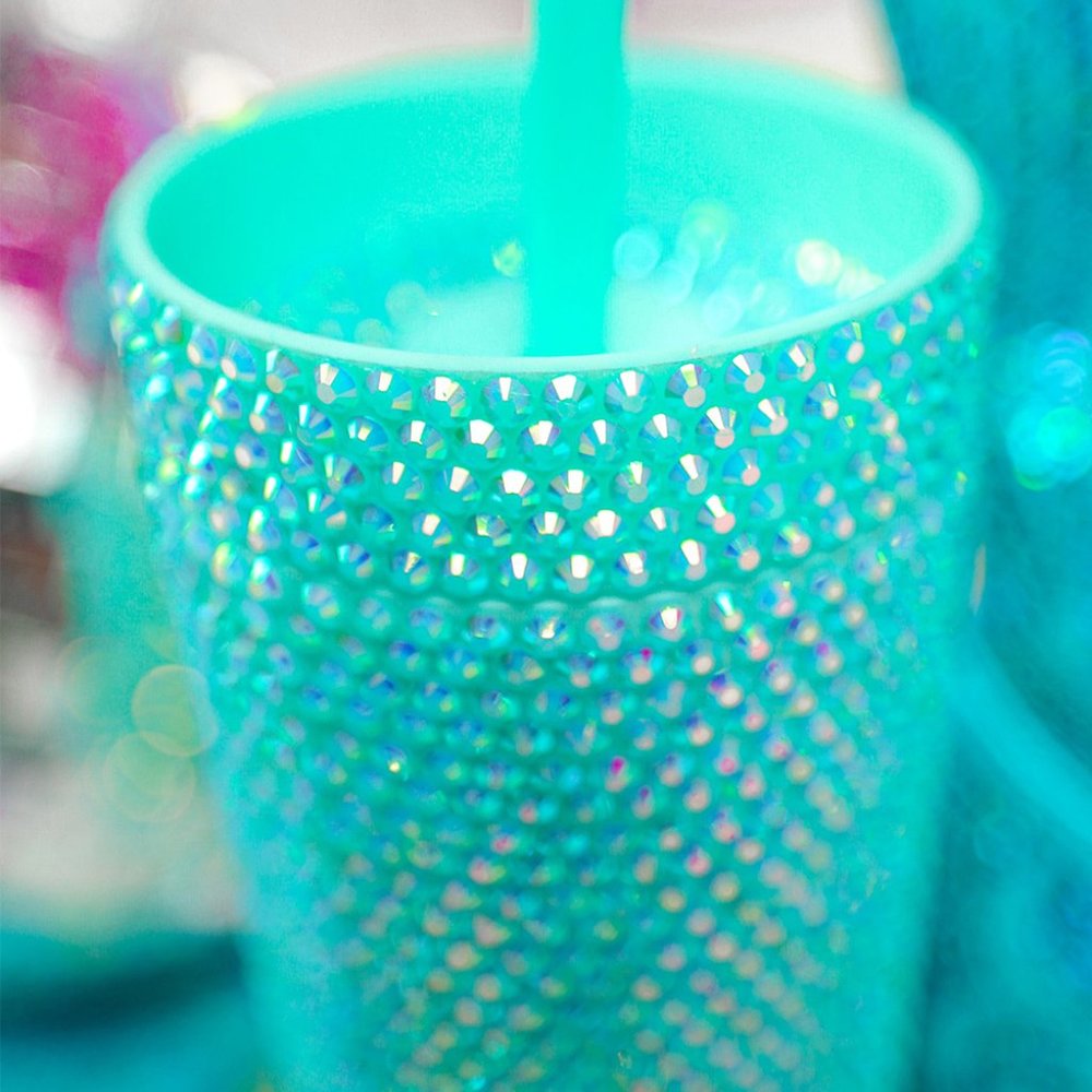 Turquoise Rhinestone Straw Cup - Picture 8 of 9